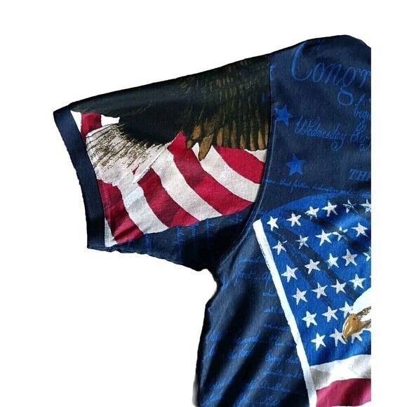American Flag Eagle Polo T-Shirt Mens XXL USA Constitution Graphic Vintage - Picture 4 of 10